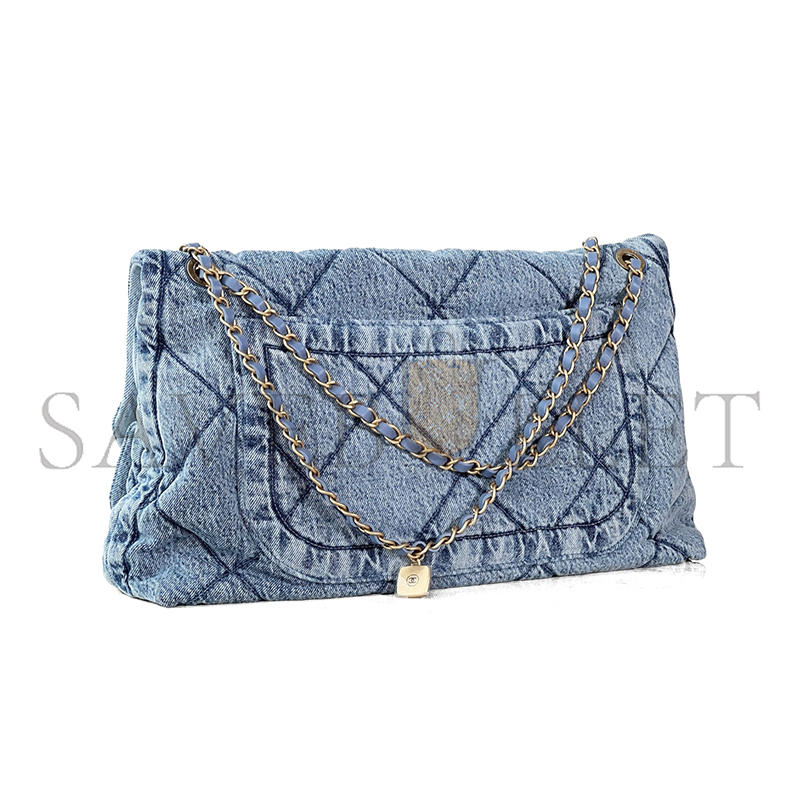 ch**el blue washed De*1m maxi flap bag as5727 (45*26.5*9.5cm)